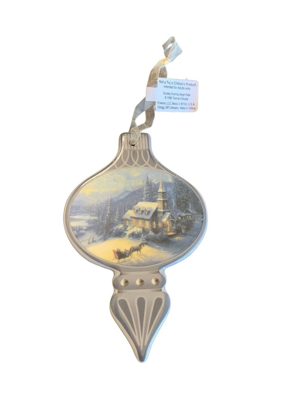 Thomas Kinkade Sunday Evening Sleigh Ride 1996 Ball Ornament Enesco Rare